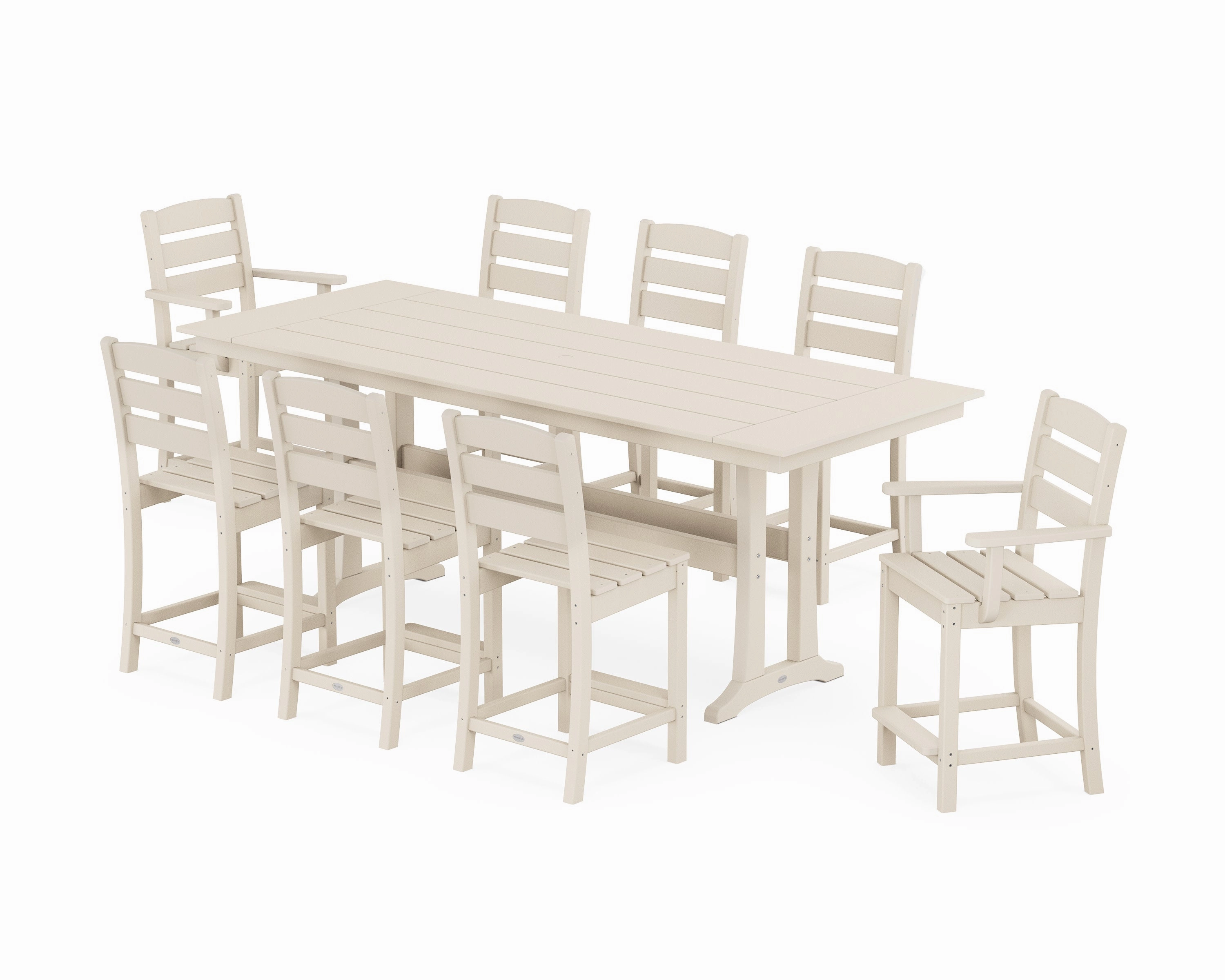 Lakeside 9-Piece Farmhouse Counter Set with Trestle Legs