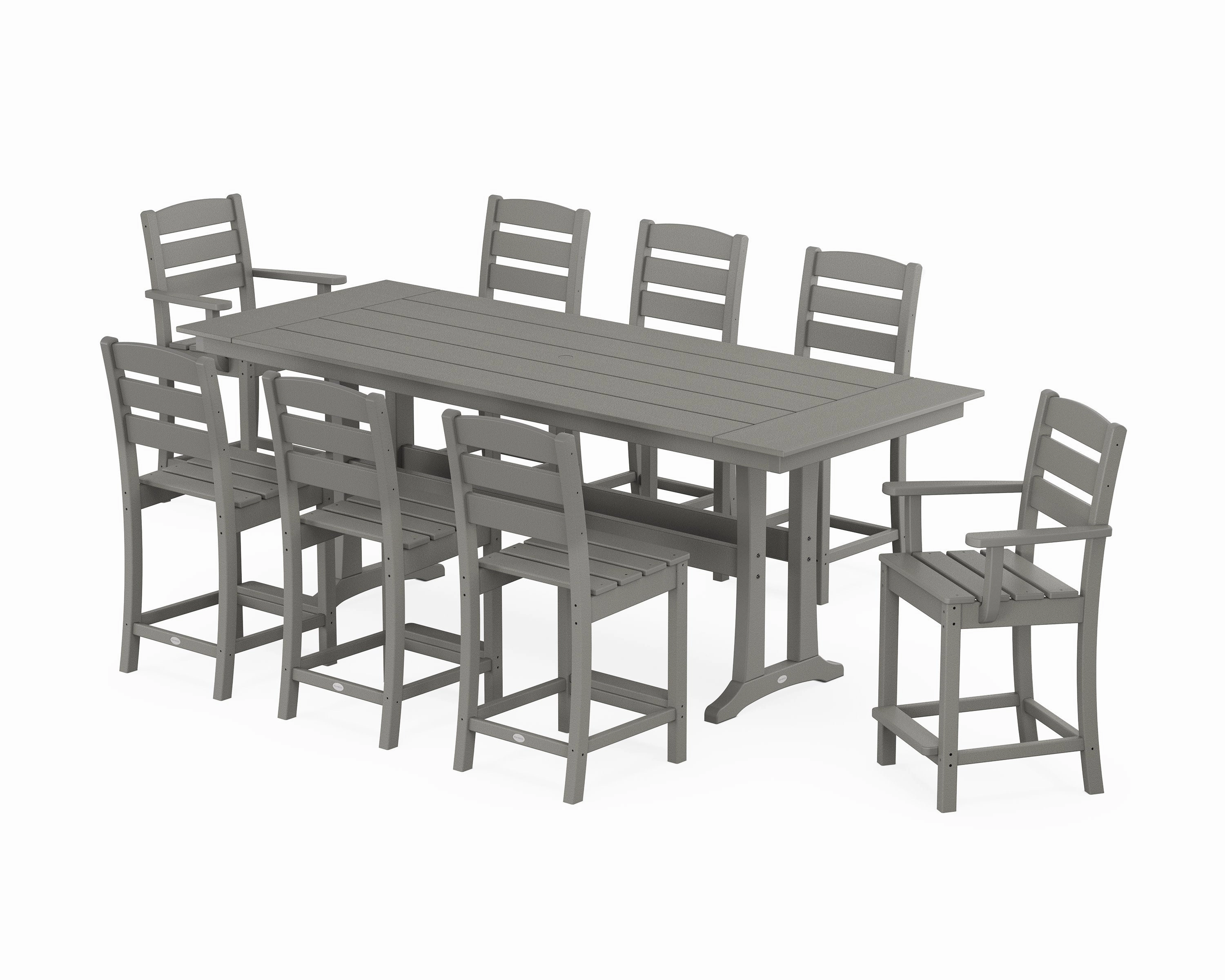 Lakeside 9-Piece Farmhouse Counter Set with Trestle Legsoutdoor patio furniture set