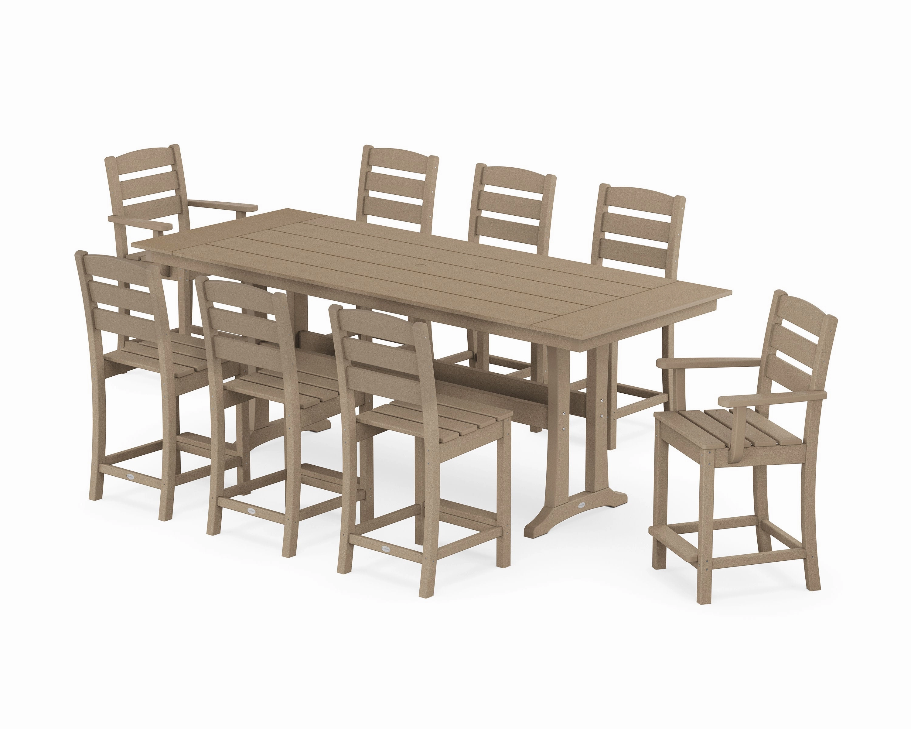Lakeside 9-Piece Farmhouse Counter Set with Trestle Legs