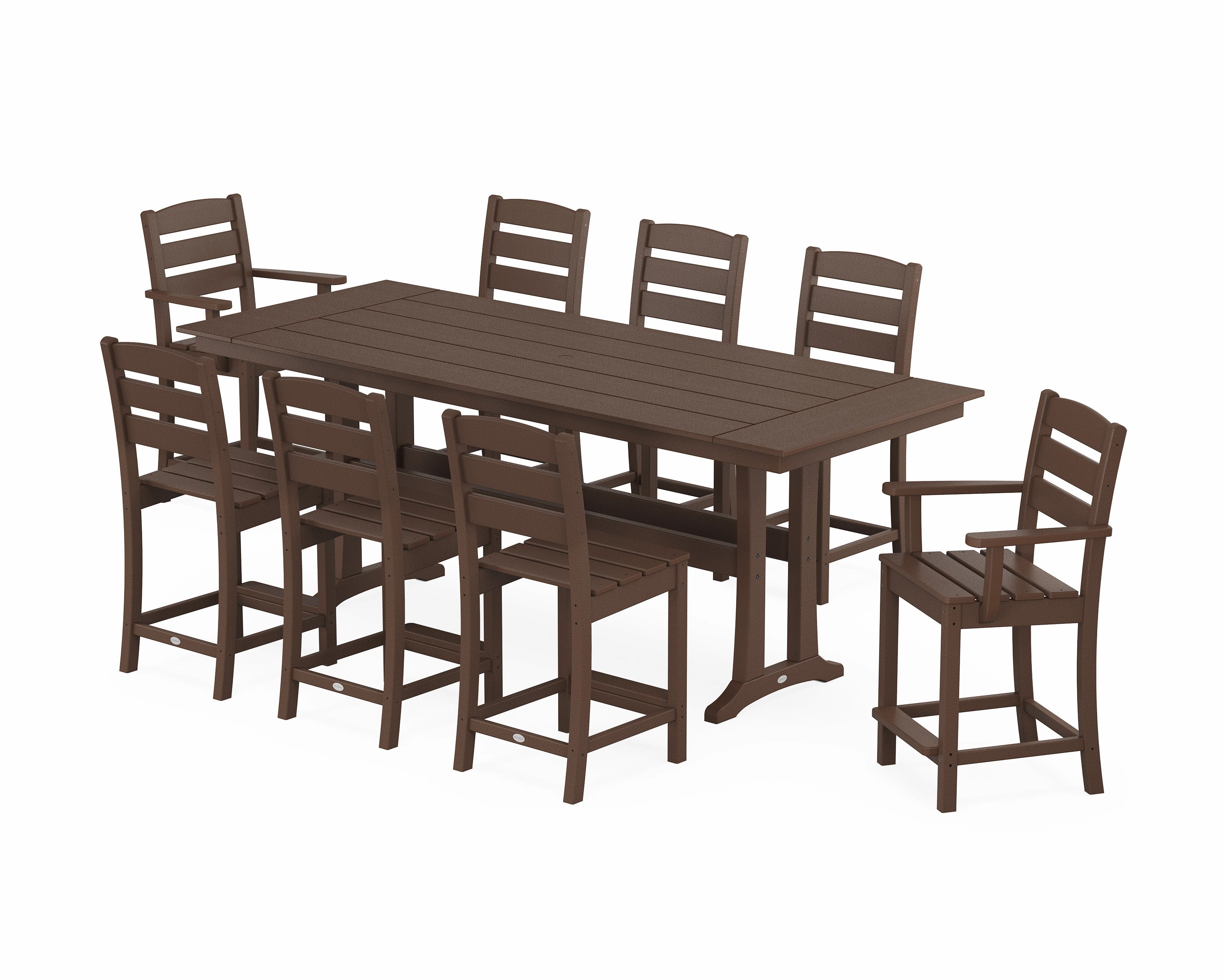 Lakeside 9-Piece Farmhouse Counter Set with Trestle Legs