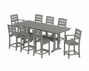 Lakeside 9-Piece Farmhouse Counter Set with Trestle Legsoutdoor patio furniture set