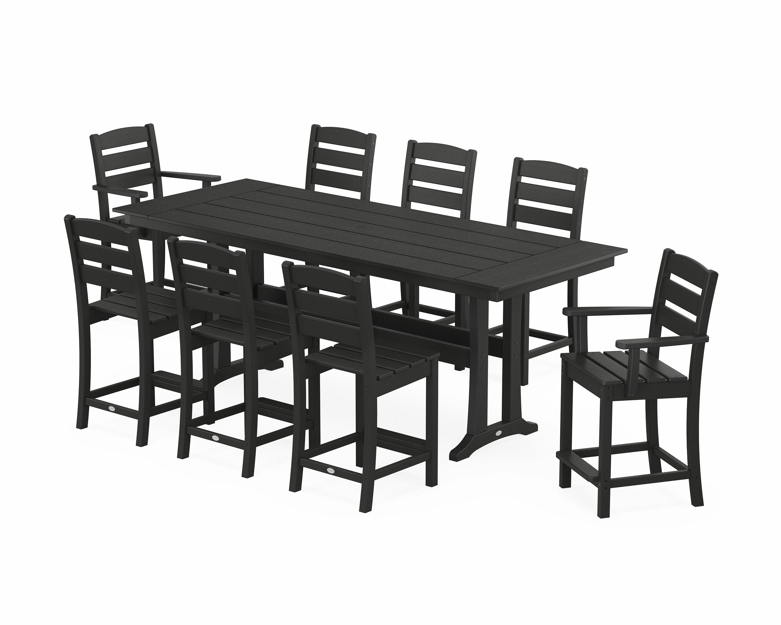 Lakeside 9-Piece Farmhouse Counter Set with Trestle Legs