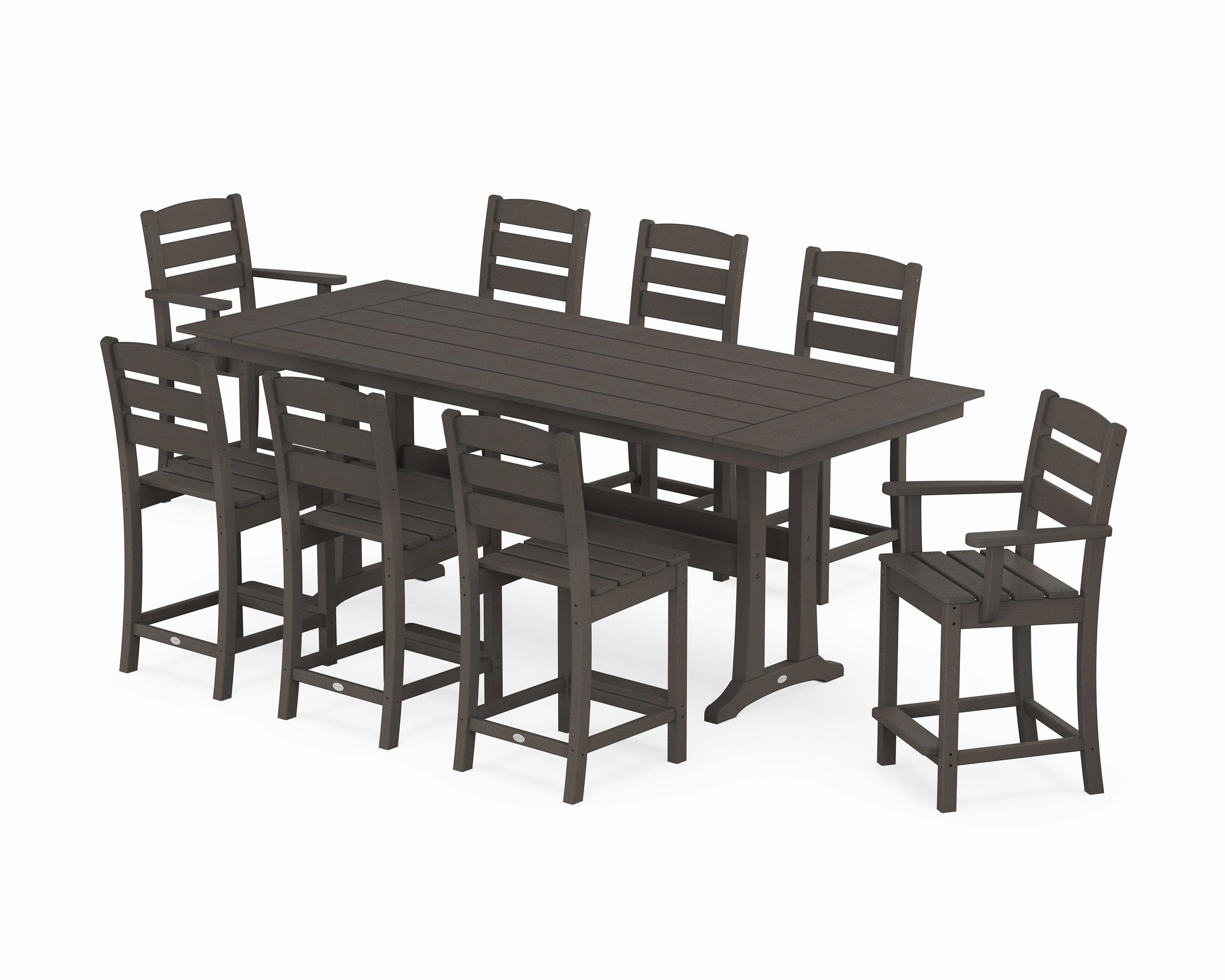 Lakeside 9-Piece Farmhouse Counter Set with Trestle Legs