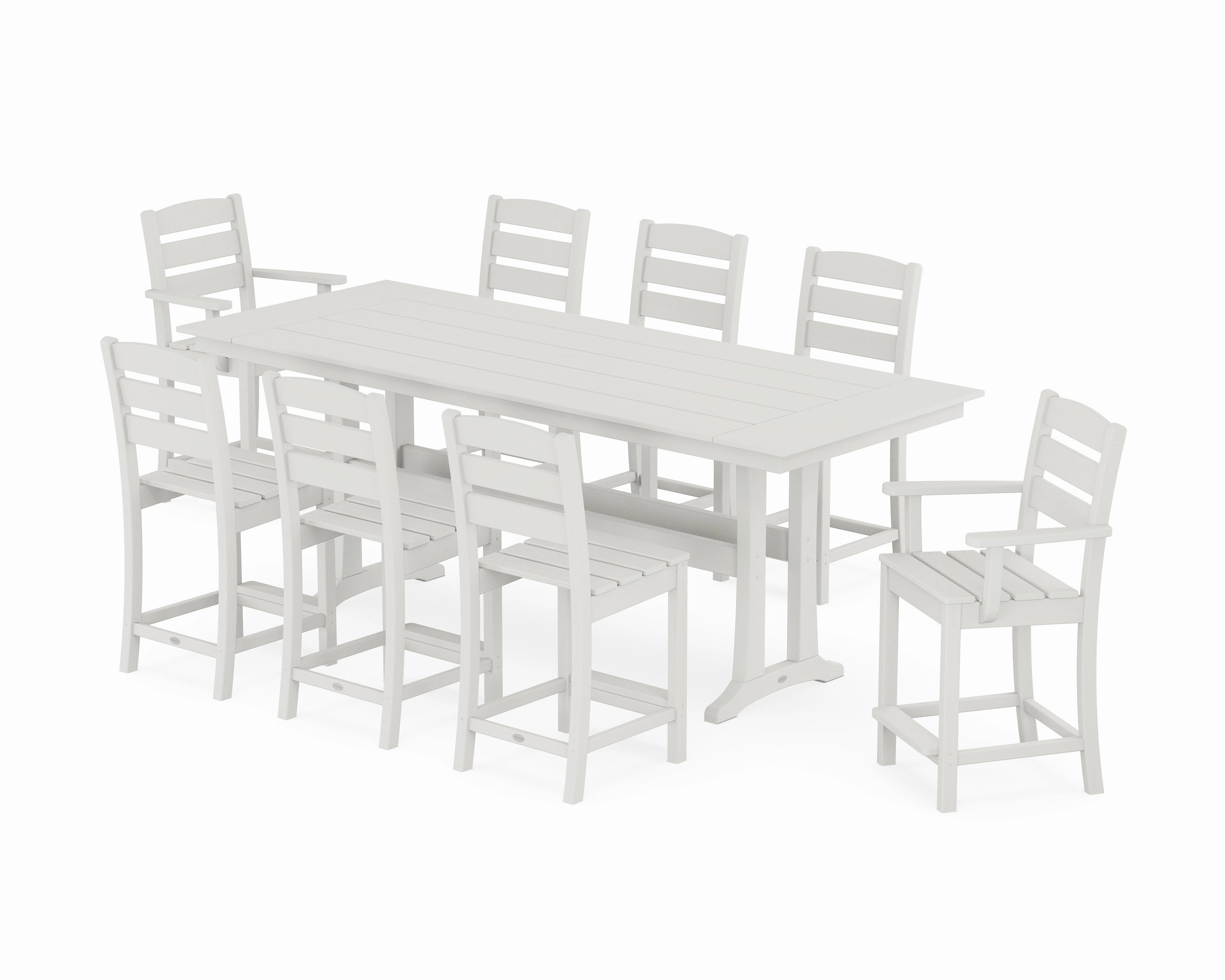Lakeside 9-Piece Farmhouse Counter Set with Trestle Legs