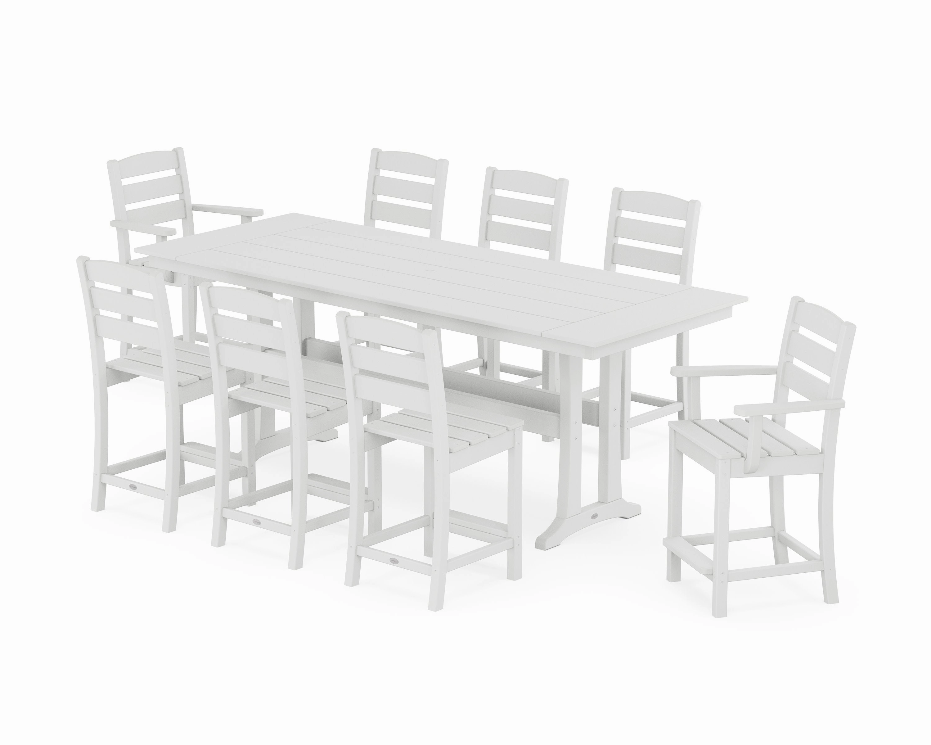 Lakeside 9-Piece Farmhouse Counter Set with Trestle Legs