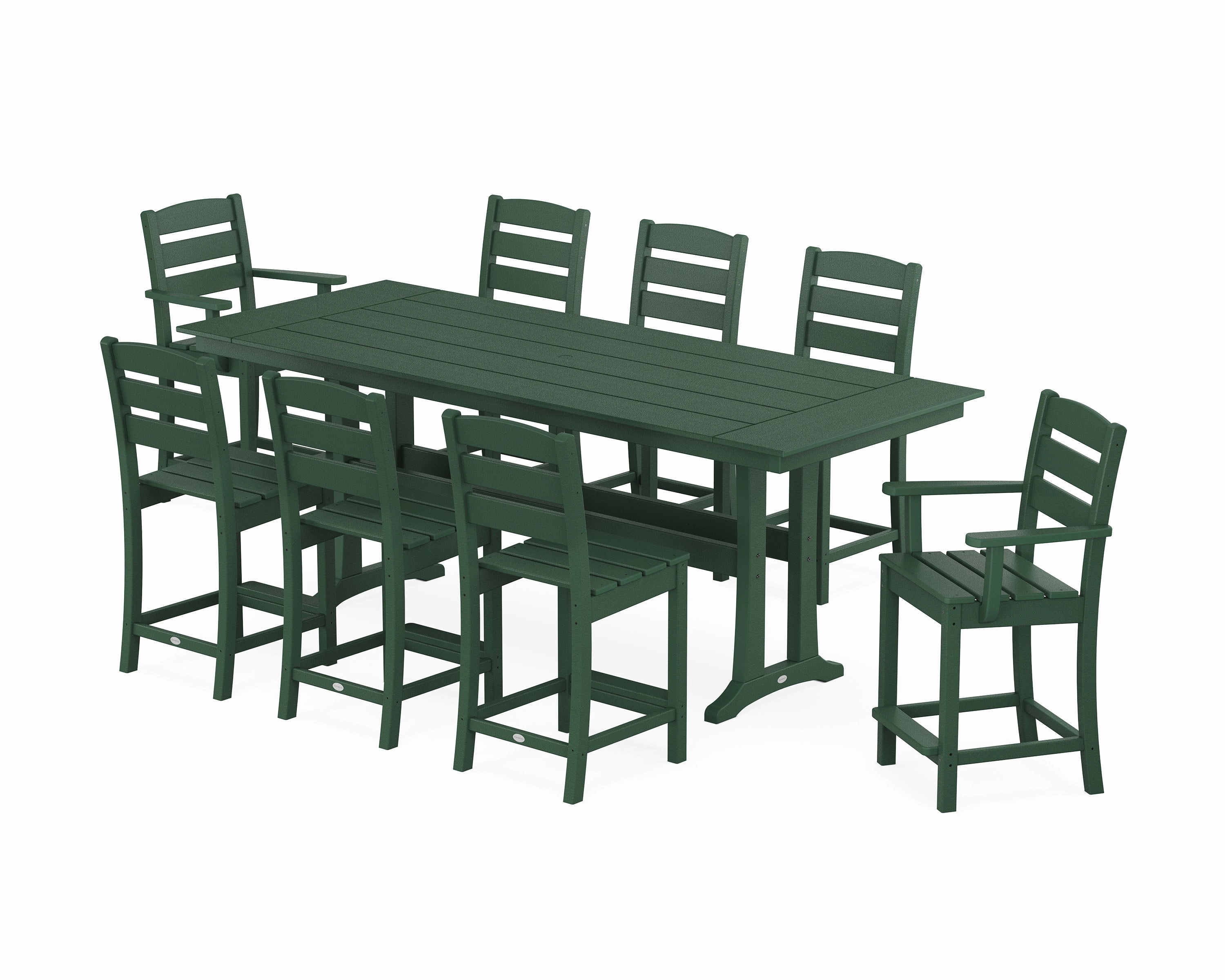 Lakeside 9-Piece Farmhouse Counter Set with Trestle Legs