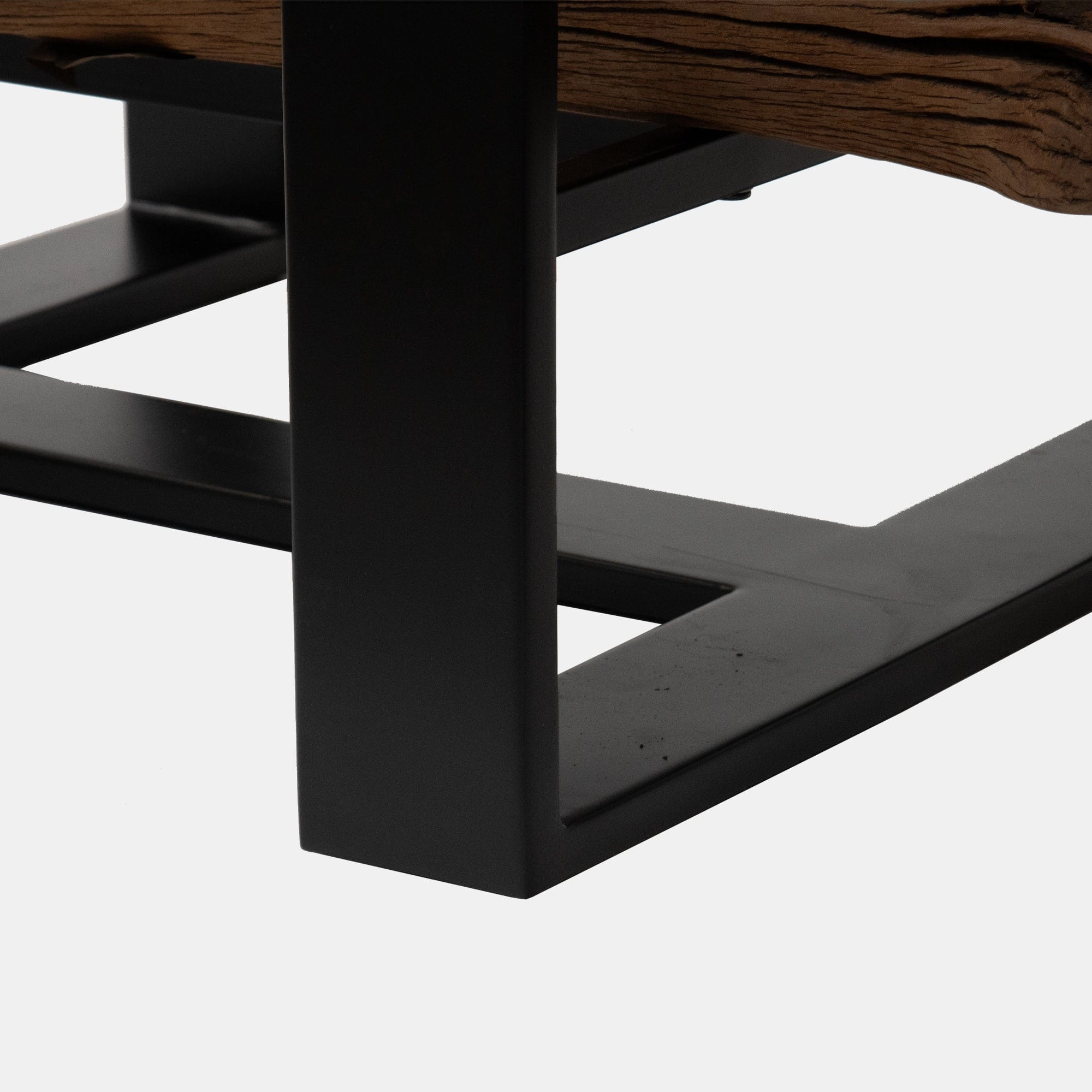 Lampu - 160cm Rectangular Coffee Table With Reclaimed Railway Sleeper & Glass Top