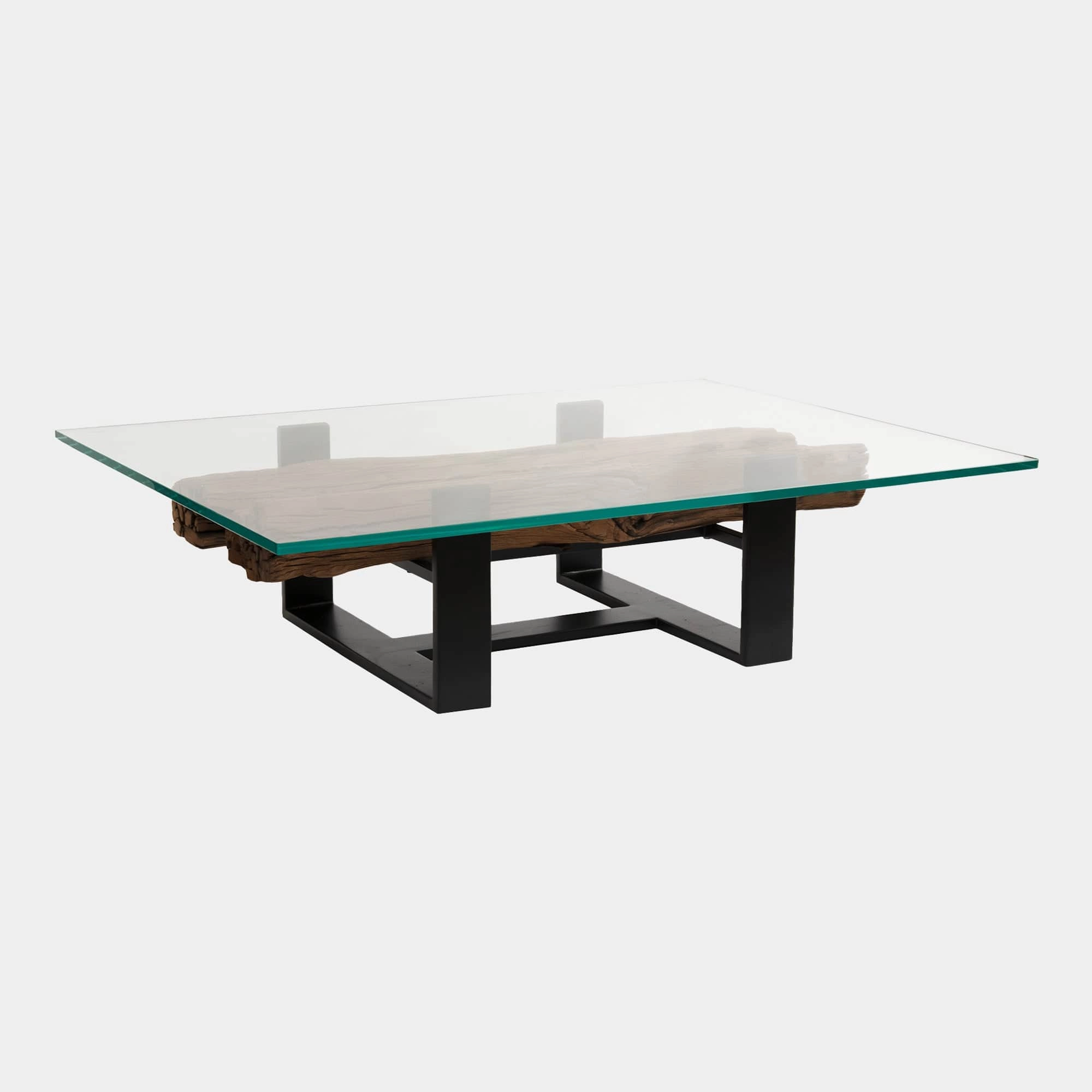 Lampu - 160cm Rectangular Coffee Table With Reclaimed Railway Sleeper & Glass Topoutdoor coffee table for patio or lounge