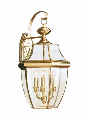 Lancaster Three Light Outdoor Wall Lantern Polished BrassOutdoor wall sconces with motion sensor