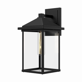Larchmont One Light Exterior Wall Mount Clear Glass/Textured BlackOutdoor wall sconces with motion sensor