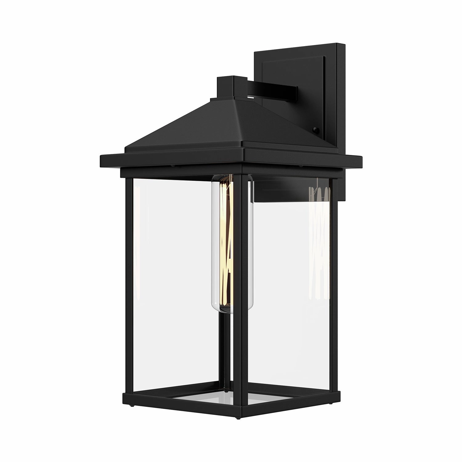 Larchmont One Light Exterior Wall Mount Clear Glass/Textured BlackOutdoor wall sconces with motion sensor