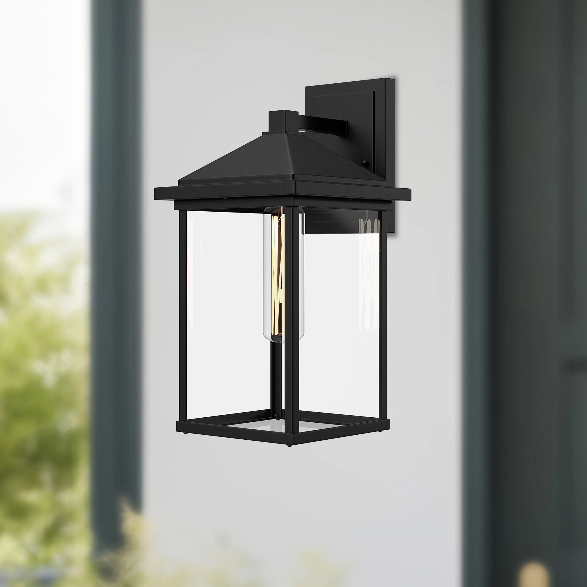 Larchmont One Light Exterior Wall Mount Clear Glass/Textured Black