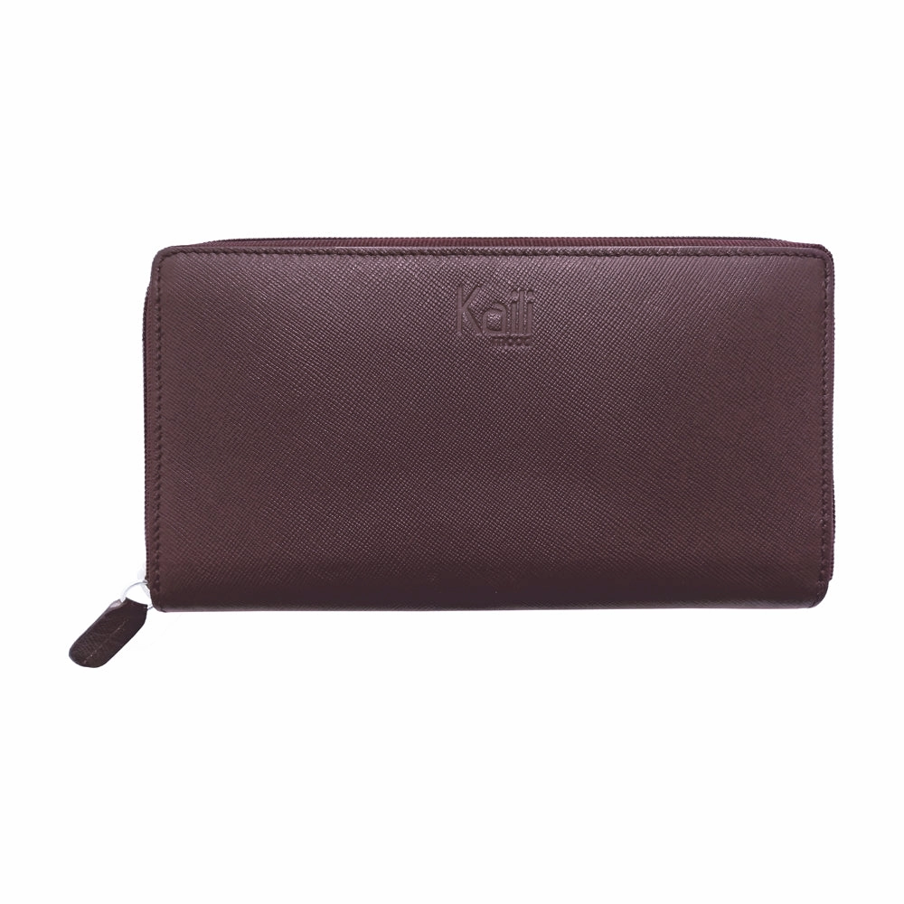 Kaili Mood Leather Women'S Zip Wallet Bordeaux Red Limited Time Hot Deal