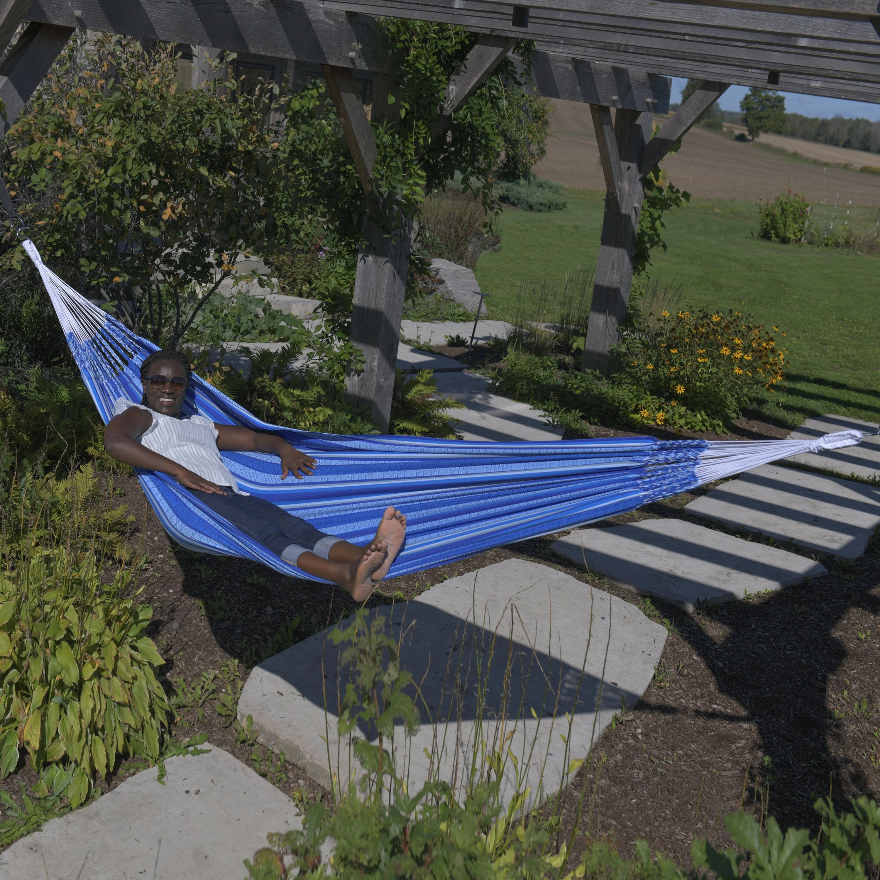 Latin Double Cotton Hammock - Azul