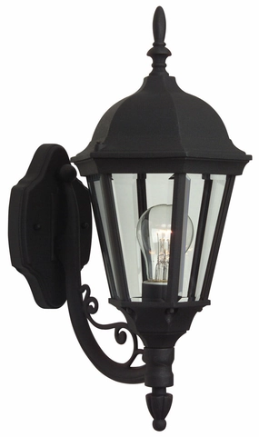 Leaded Straight Glass Cast One Light Wall Mount Textured BlackOutdoor wall sconces with motion sensor