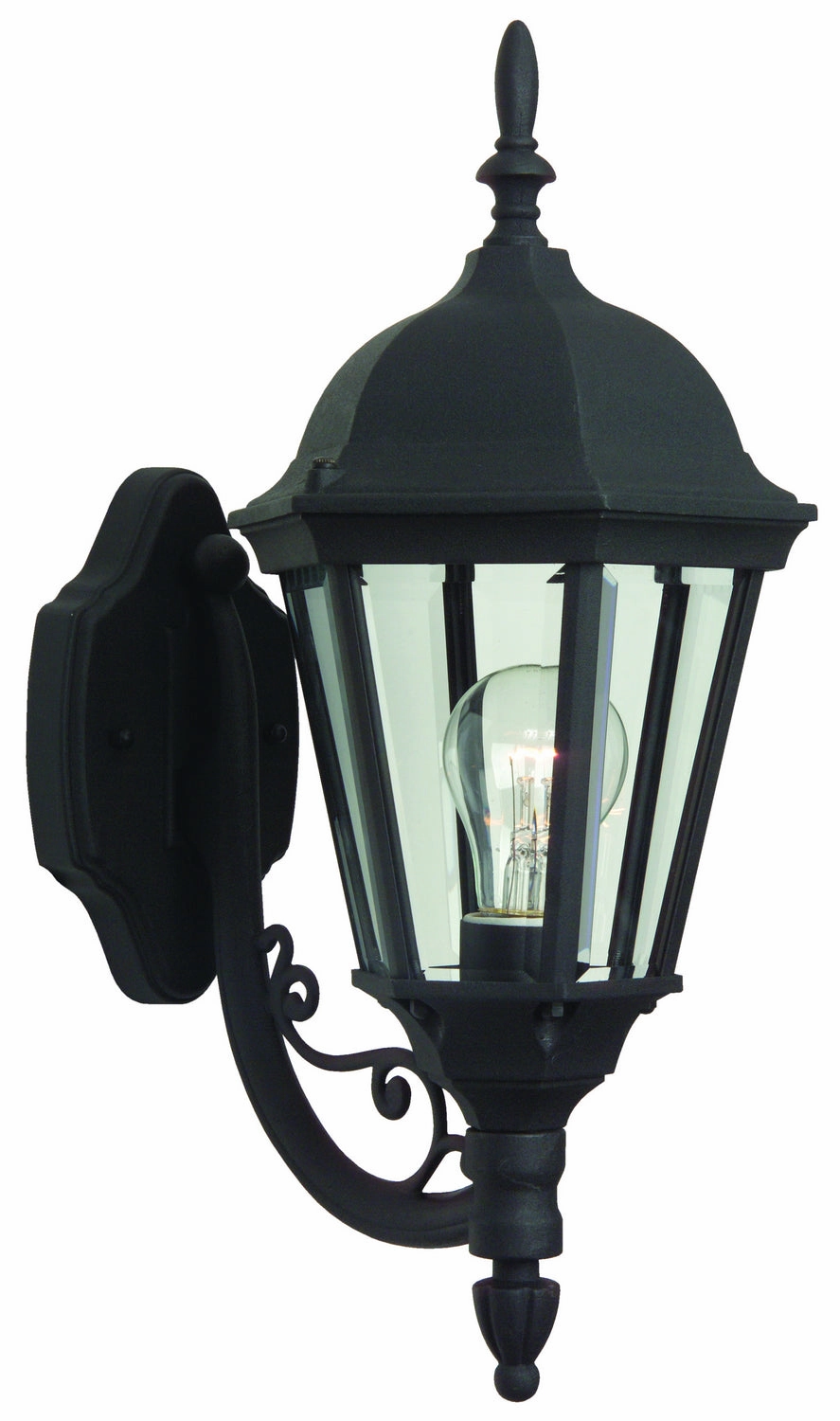 Leaded Straight Glass Cast One Light Wall Mount Textured Black