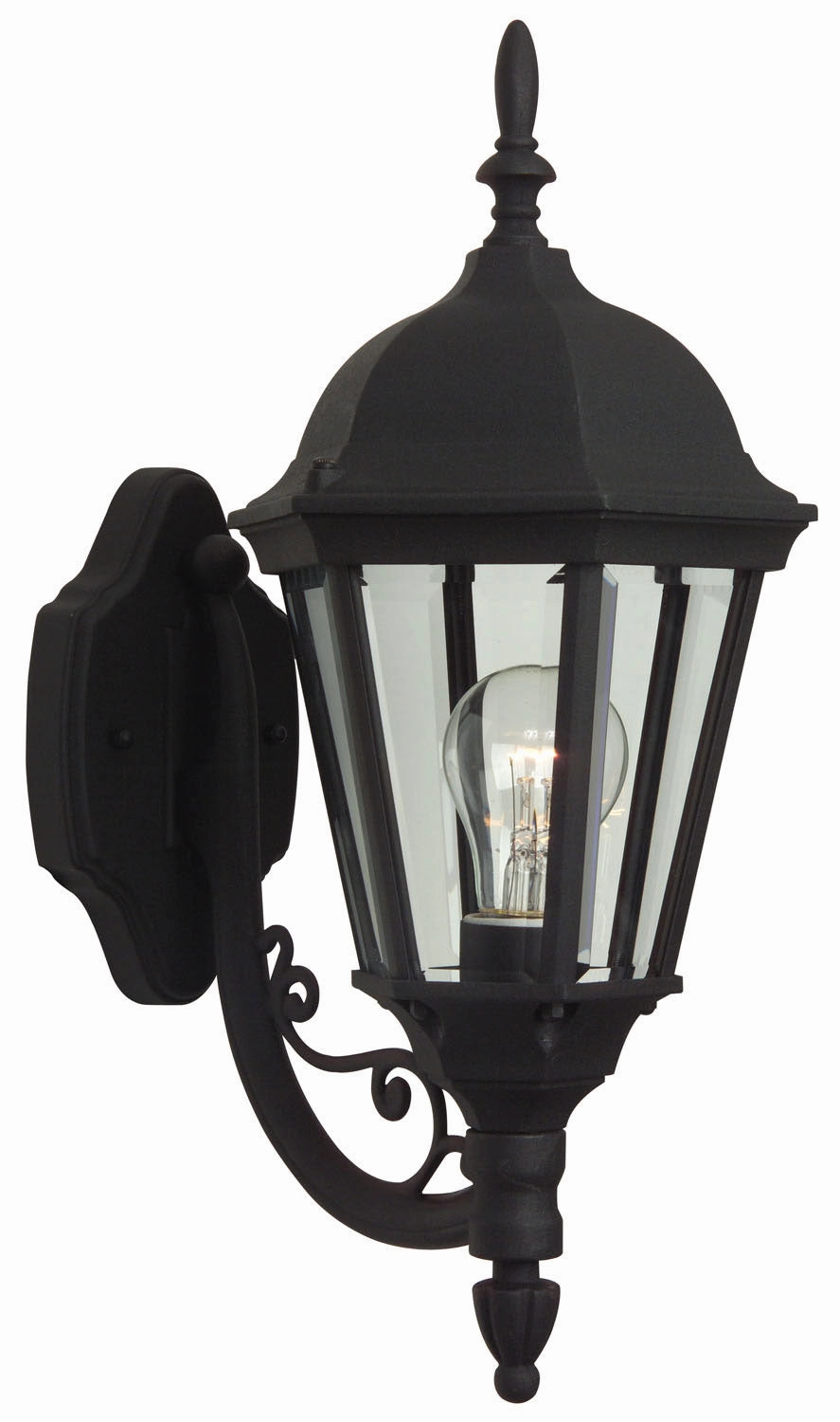 Leaded Straight Glass Cast One Light Wall Mount Textured BlackOutdoor wall sconces with motion sensor