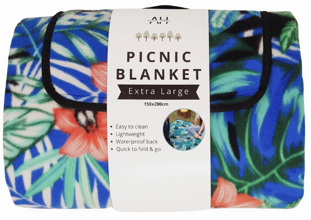 Leaves Design Outdoor Picnic Blanket With Waterproof Reverse And Soft Fleece Top Hot Discount Deal