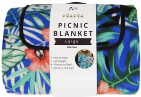 Leaves Design Outdoor Picnic Blanket With Waterproof Reverse And Soft Fleece Top Limited Stock Offer