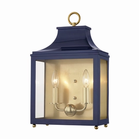 Leigh Two Light Wall Sconce Aged Brass/NavyOutdoor wall sconces with motion sensor