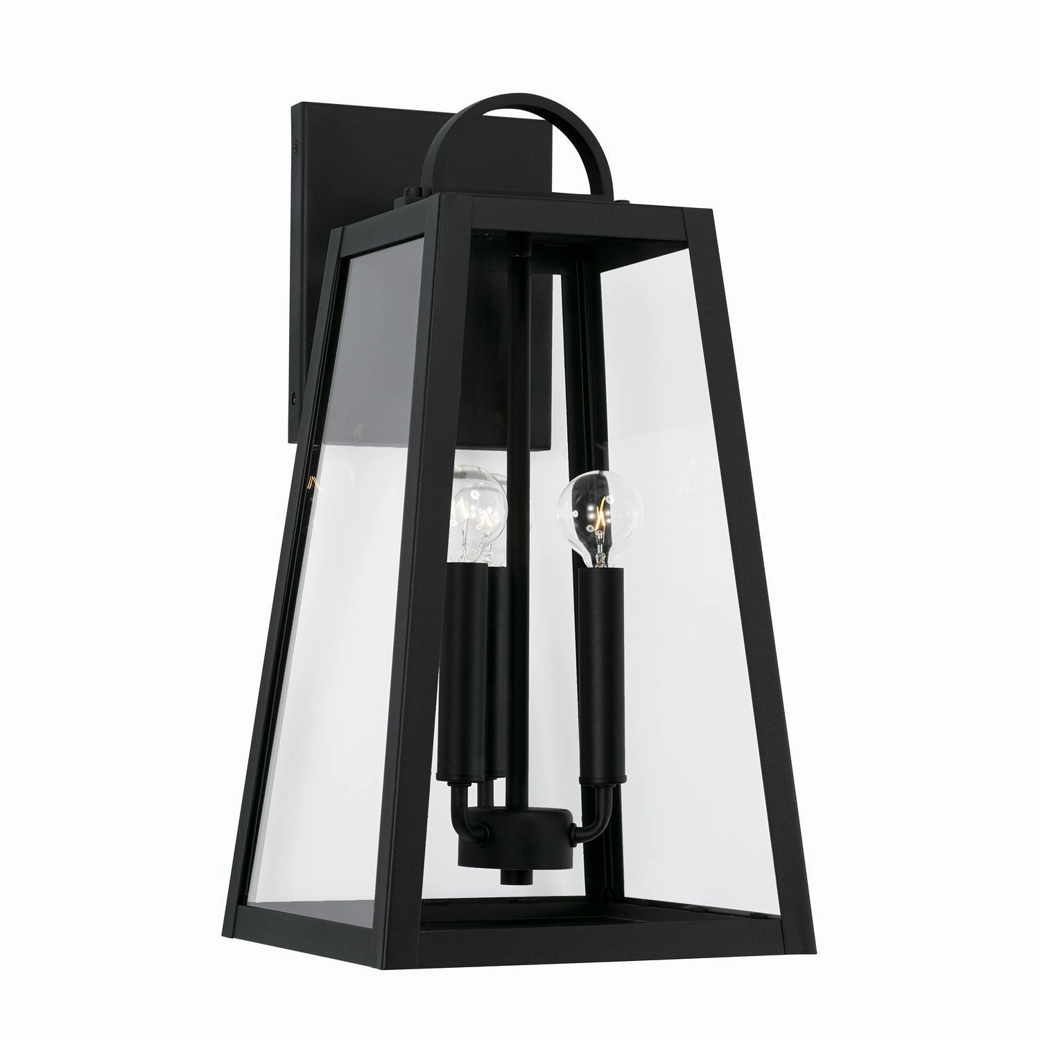 Leighton Three Light Outdoor Wall Lantern BlackOutdoor wall sconces with motion sensor