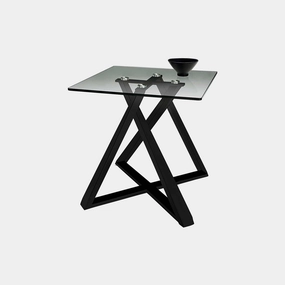 Leo - Lamp Table In Glass & Black Metal Frameoutdoor side table for patio furniture