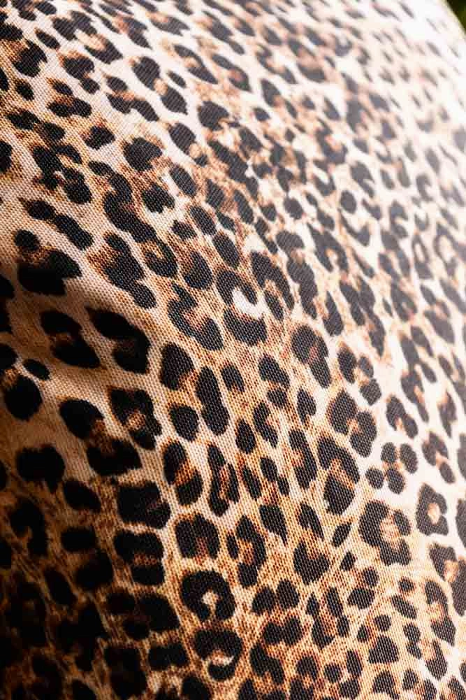 Leopard Print Outdoor Cushion With Black Piping - Cover