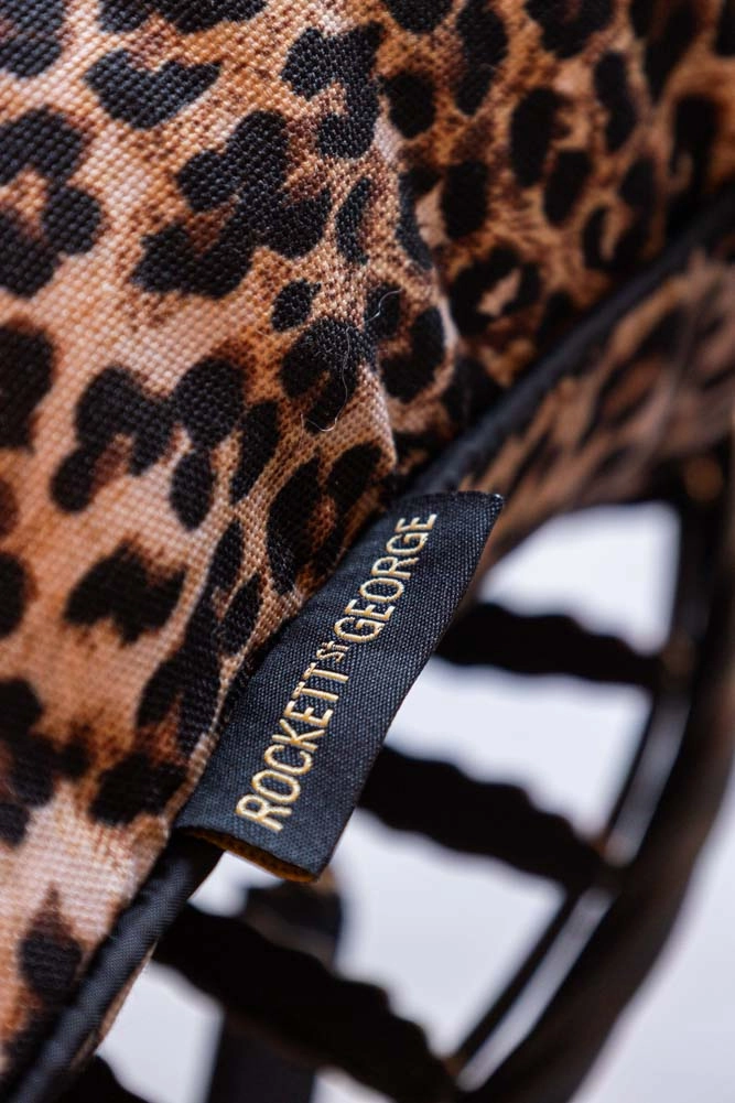 Leopard Print Outdoor Cushion With Black Piping - Cover