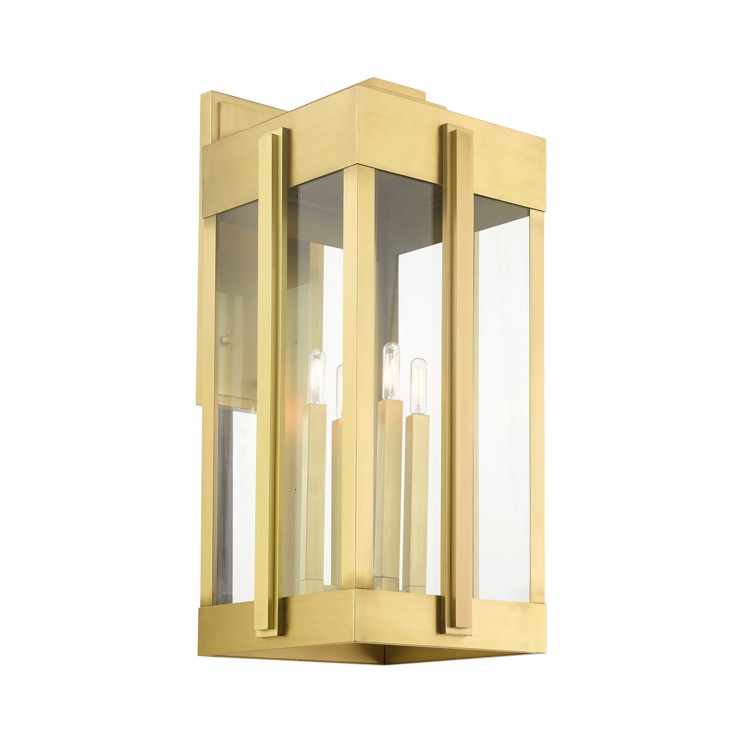 Lexington Four Light Outdoor Wall Lantern Natural Brass