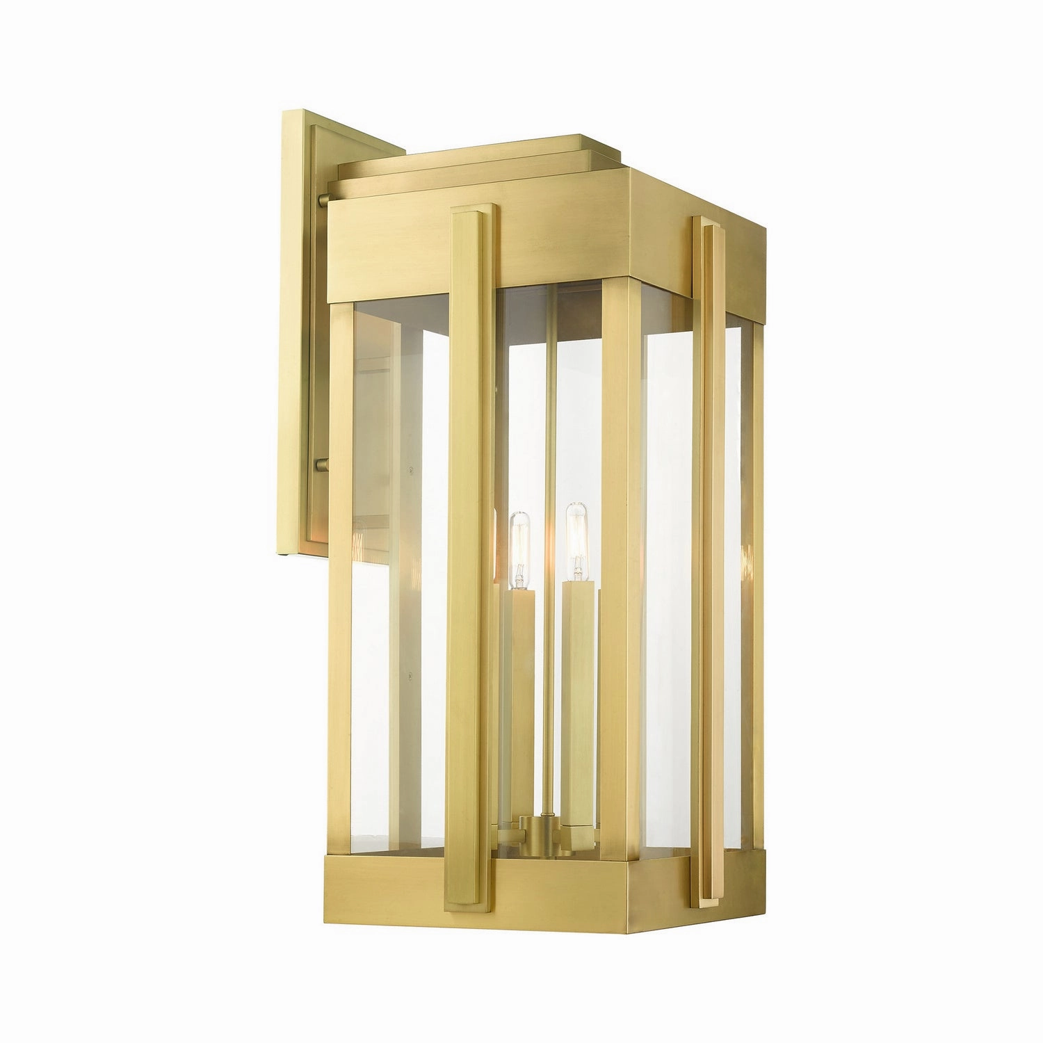 Lexington Four Light Outdoor Wall Lantern Natural Brass