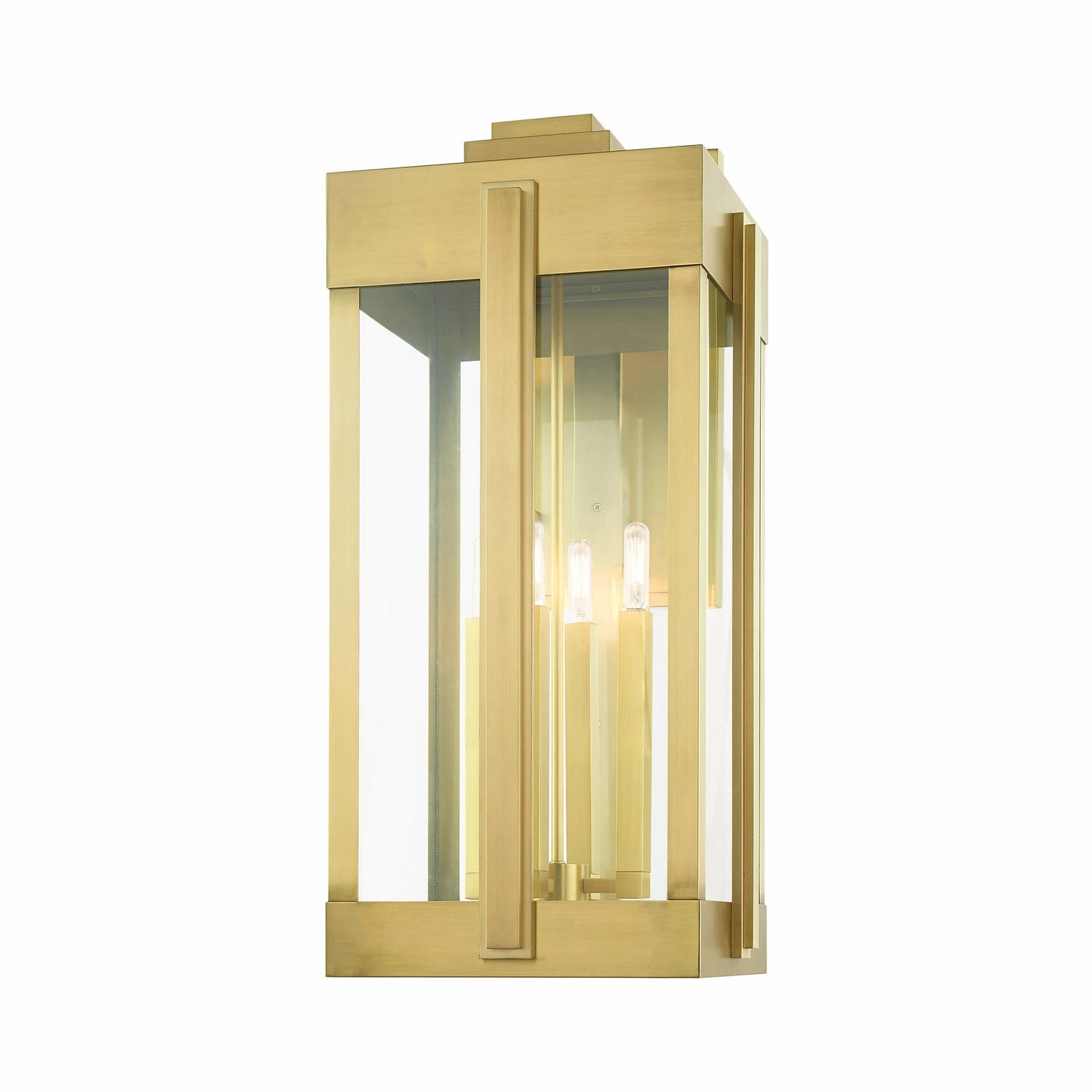 Lexington Four Light Outdoor Wall Lantern Natural Brass