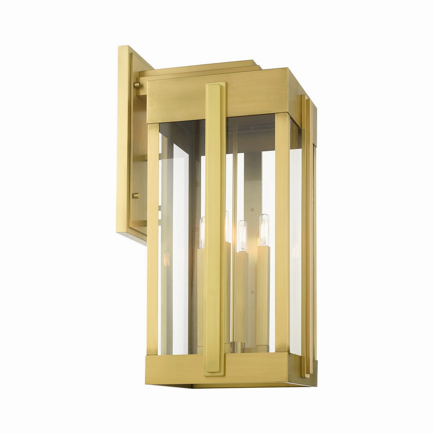 Lexington Four Light Outdoor Wall Lantern Natural Brass
