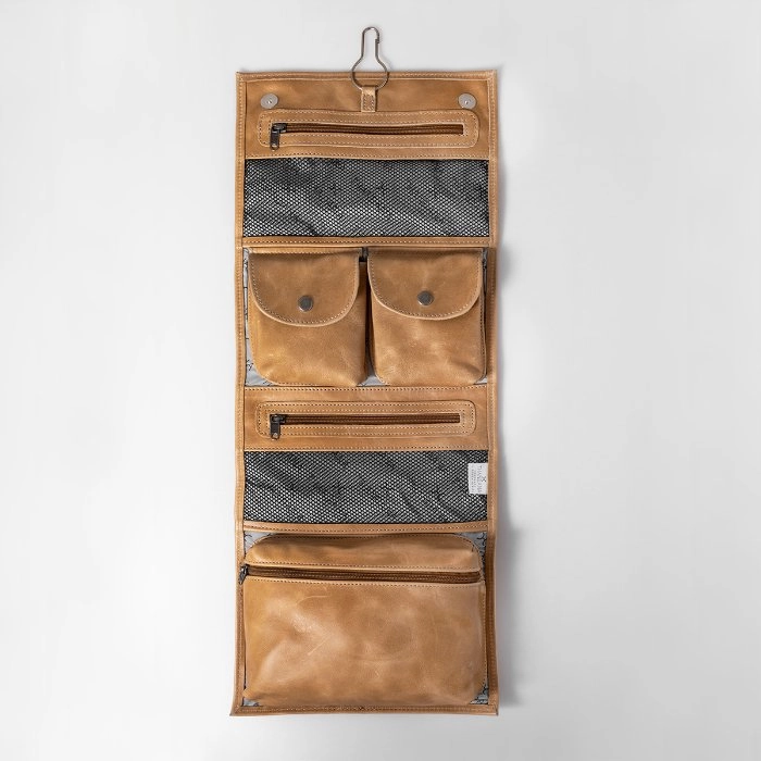 Thandana Roll Up Leather Toiletry Bag With Hook Todays Trending Deals