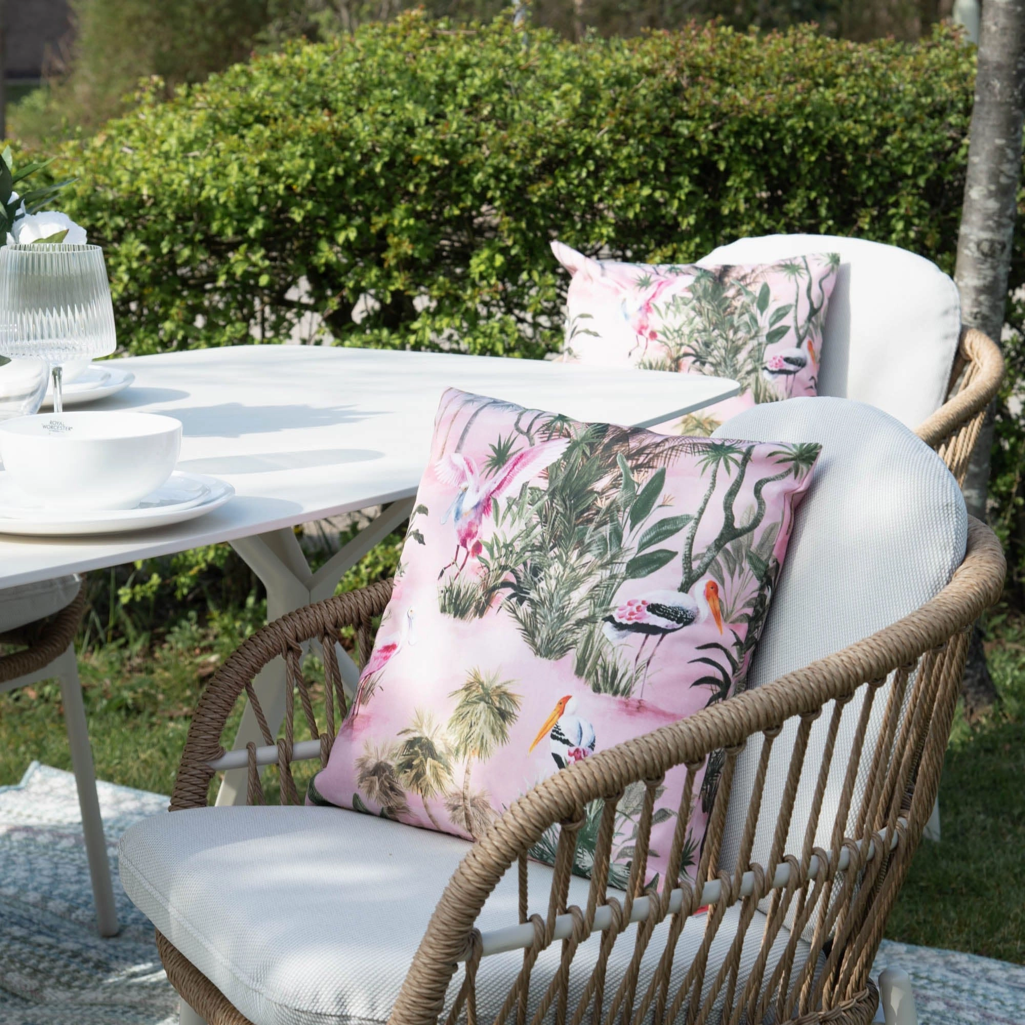 Longboat Key - 180cm Dining Set With 6 Chairs With Wicker Weave Side Effect & Sintered Stone Top
