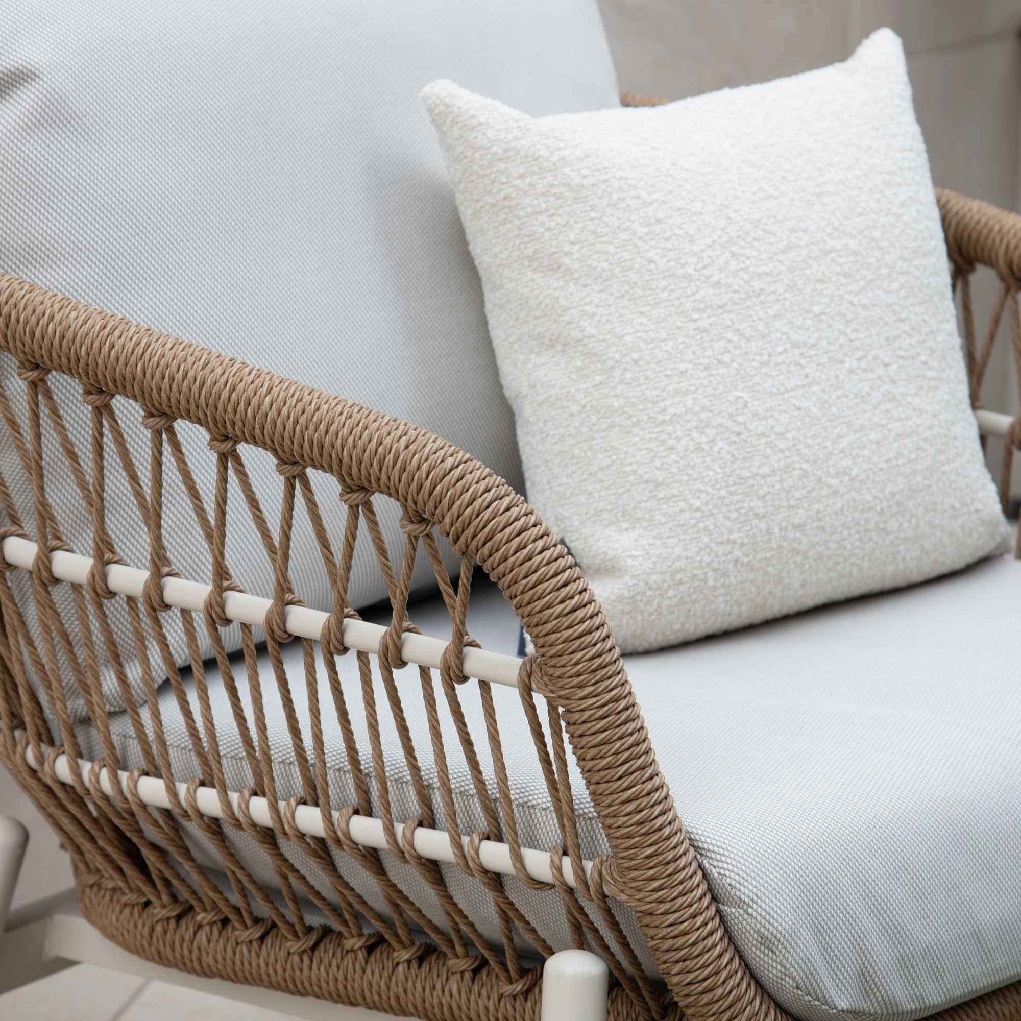 Longboat Key - 2 Seat Sofa Set In Aluminium With Wicker Weave Effect Sides & Sintered Stone Top