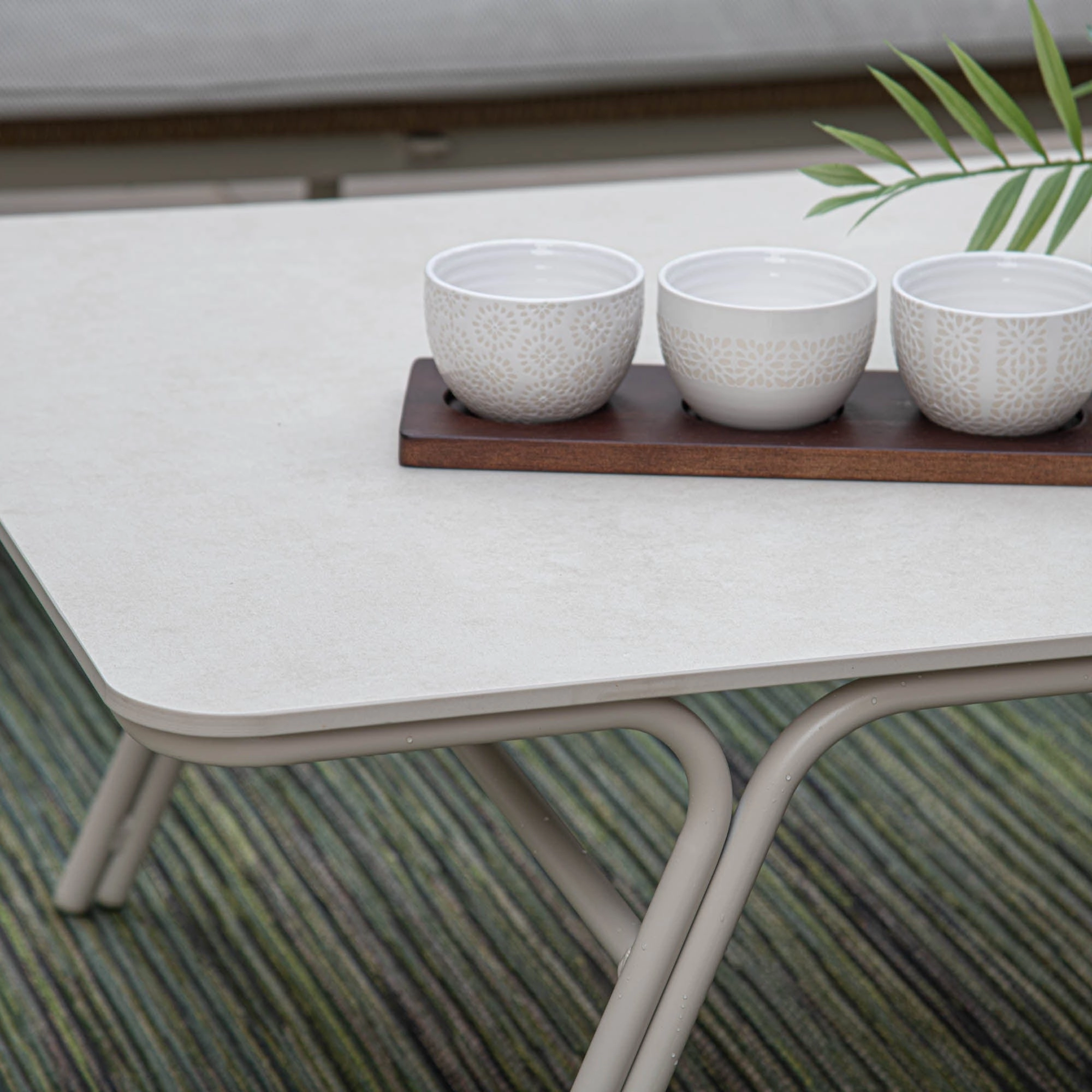 Longboat Key - 2 Seat Sofa Set In Aluminium With Wicker Weave Effect Sides & Sintered Stone Top