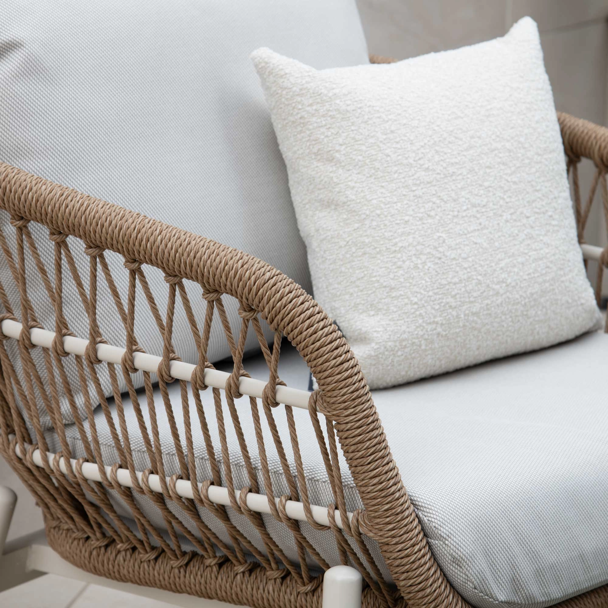 Longboat Key - 3 Seat Sofa Set In Aluminium With Wicker Weave Effect Sides & Sintered Stone Top