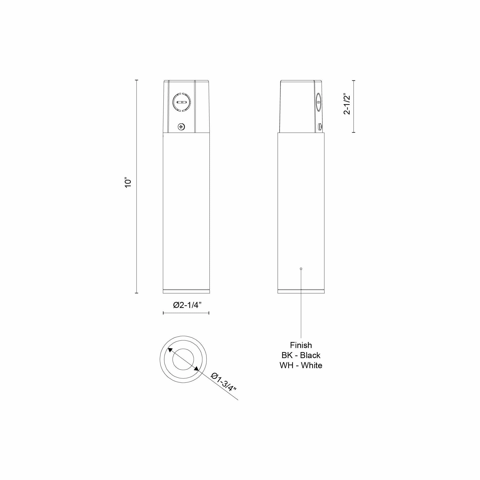 Lorna 10" (2" Dia.) LED Concrete Ceiling Mount