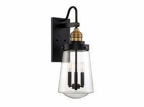 Macauley Three Light Wall Lantern Vintage Black with Warm BrassOutdoor wall sconces with motion sensor