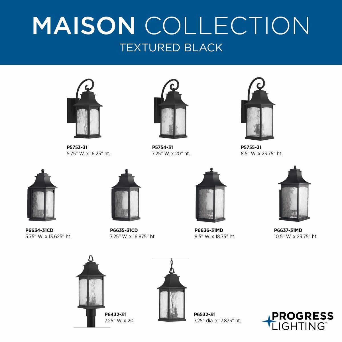 Maison Three Light Large Wall Lantern Black