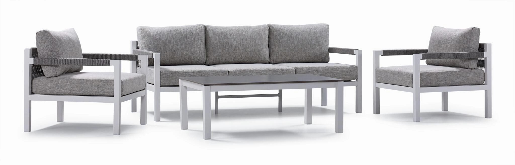 Malibu 4 - Piece Outdoor Conversation Set - White, Greyoutdoor patio furniture set