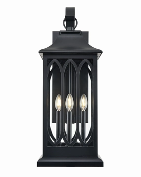Mallorey Three Light Outdoor Lantern Powder Coated BlackOutdoor wall sconces with motion sensor