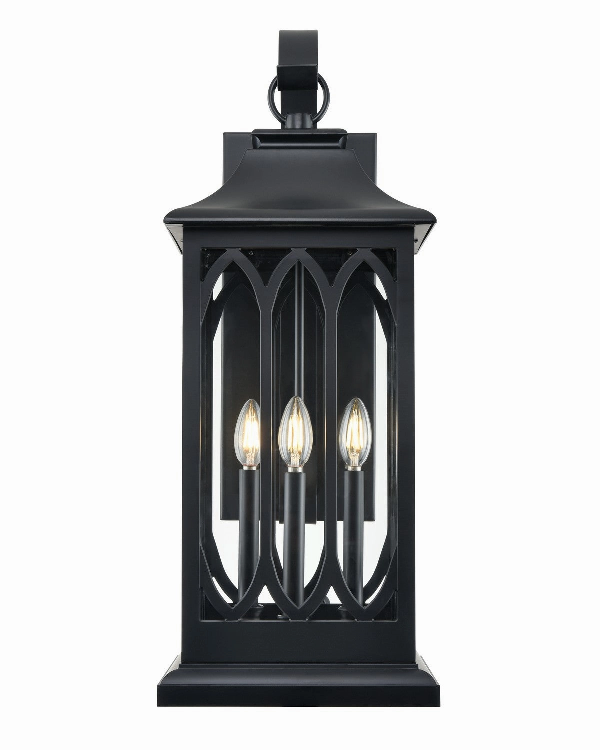 Mallorey Three Light Outdoor Lantern Powder Coated BlackOutdoor wall sconces with motion sensor