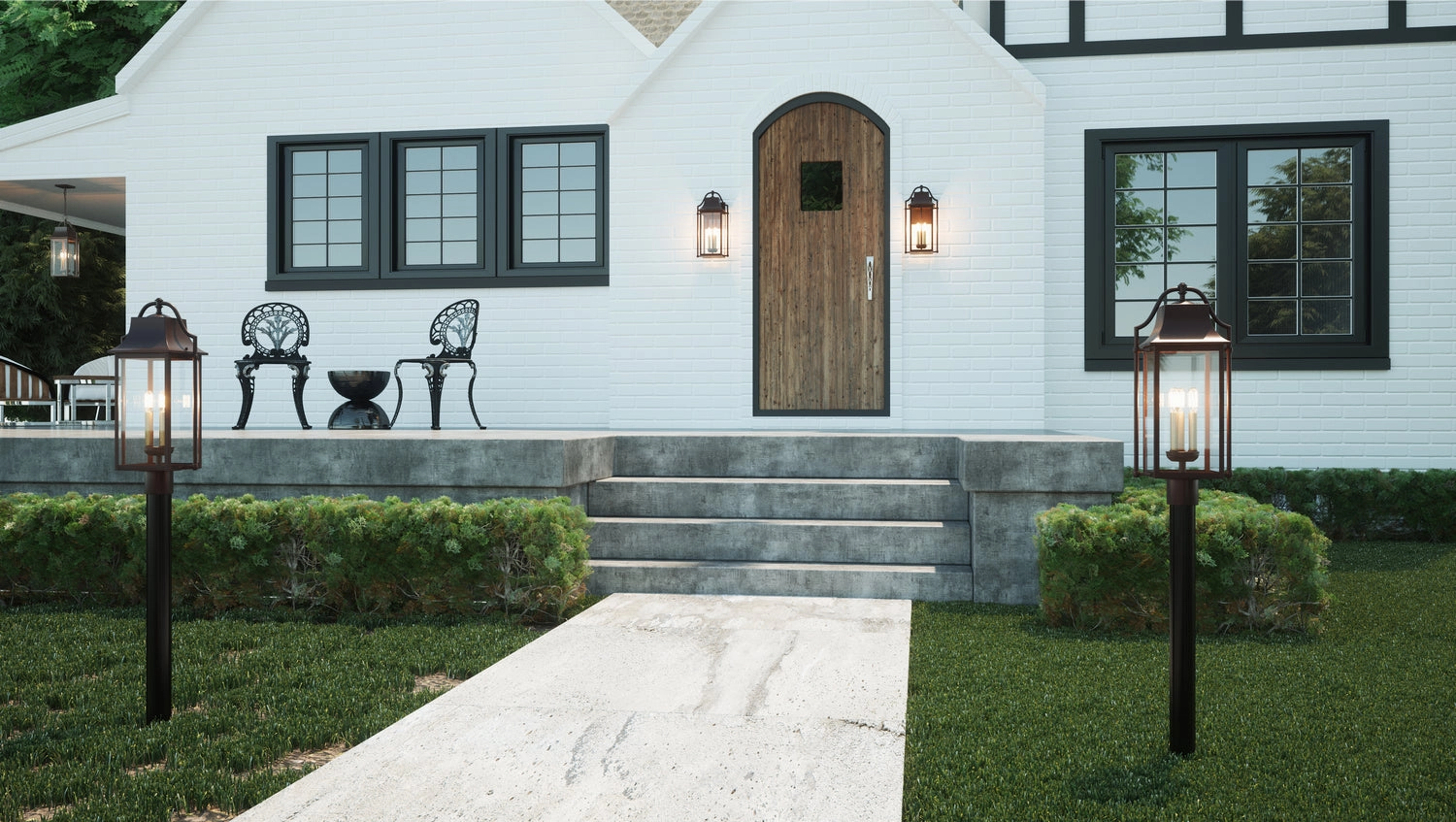 Manning Three Light Outdoor Wall Mount Western Bronze