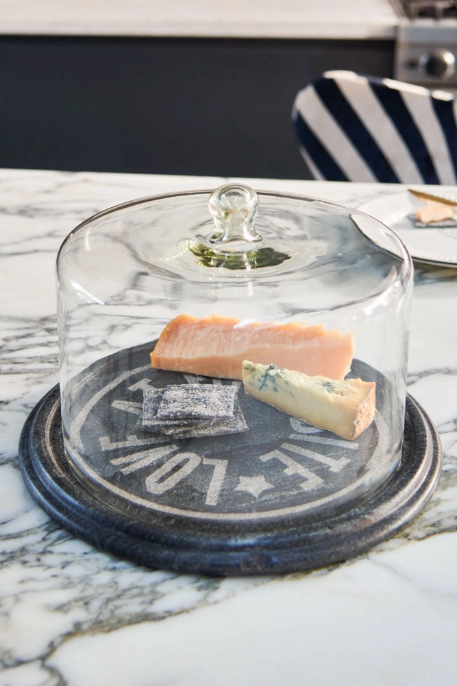 Marble Cheese Board & Glass Cover