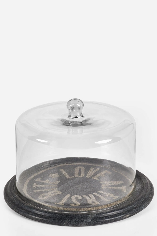 Marble Cheese Board & Glass Cover