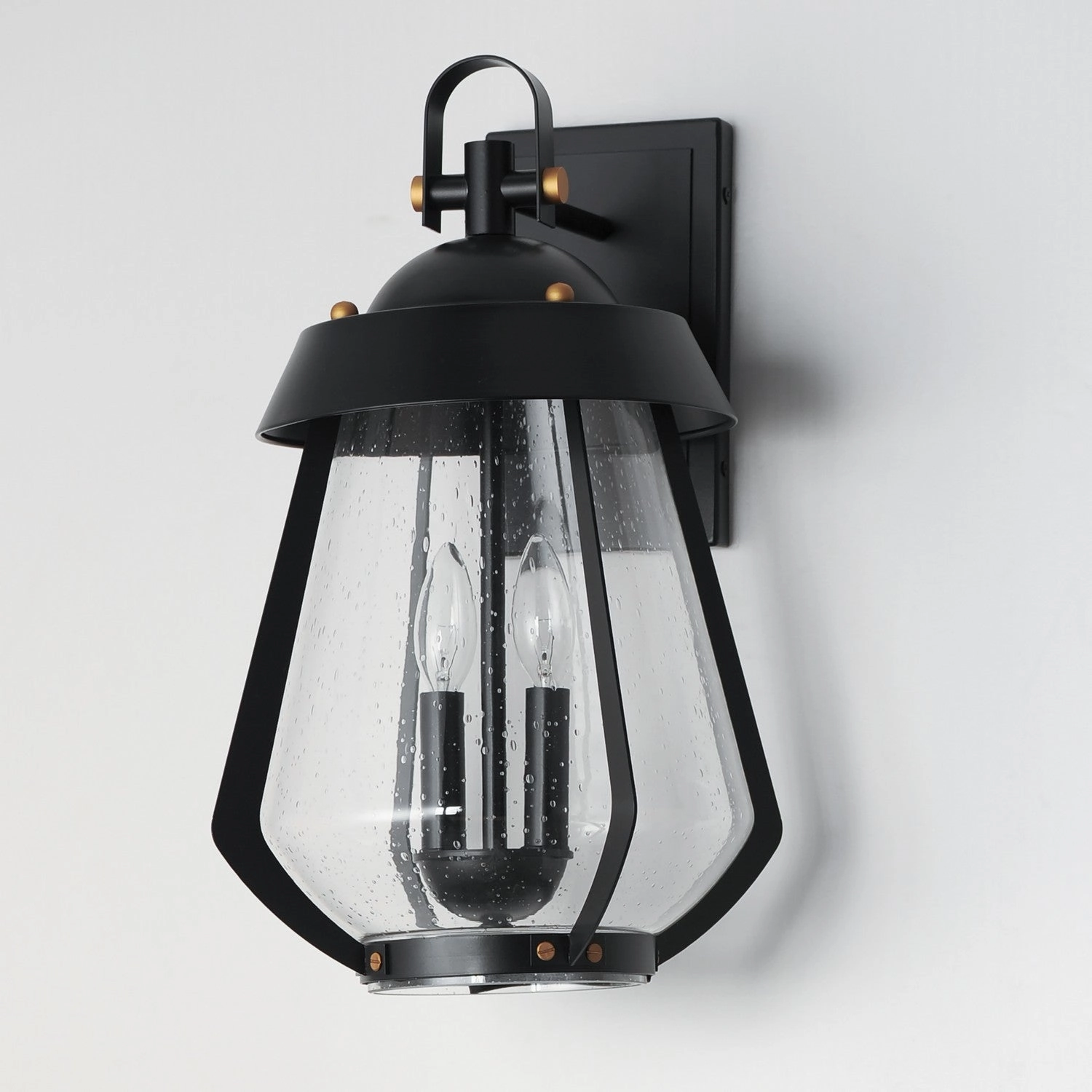 Mariner Two Light Outdoor Wall Sconce Black / Antique Brass