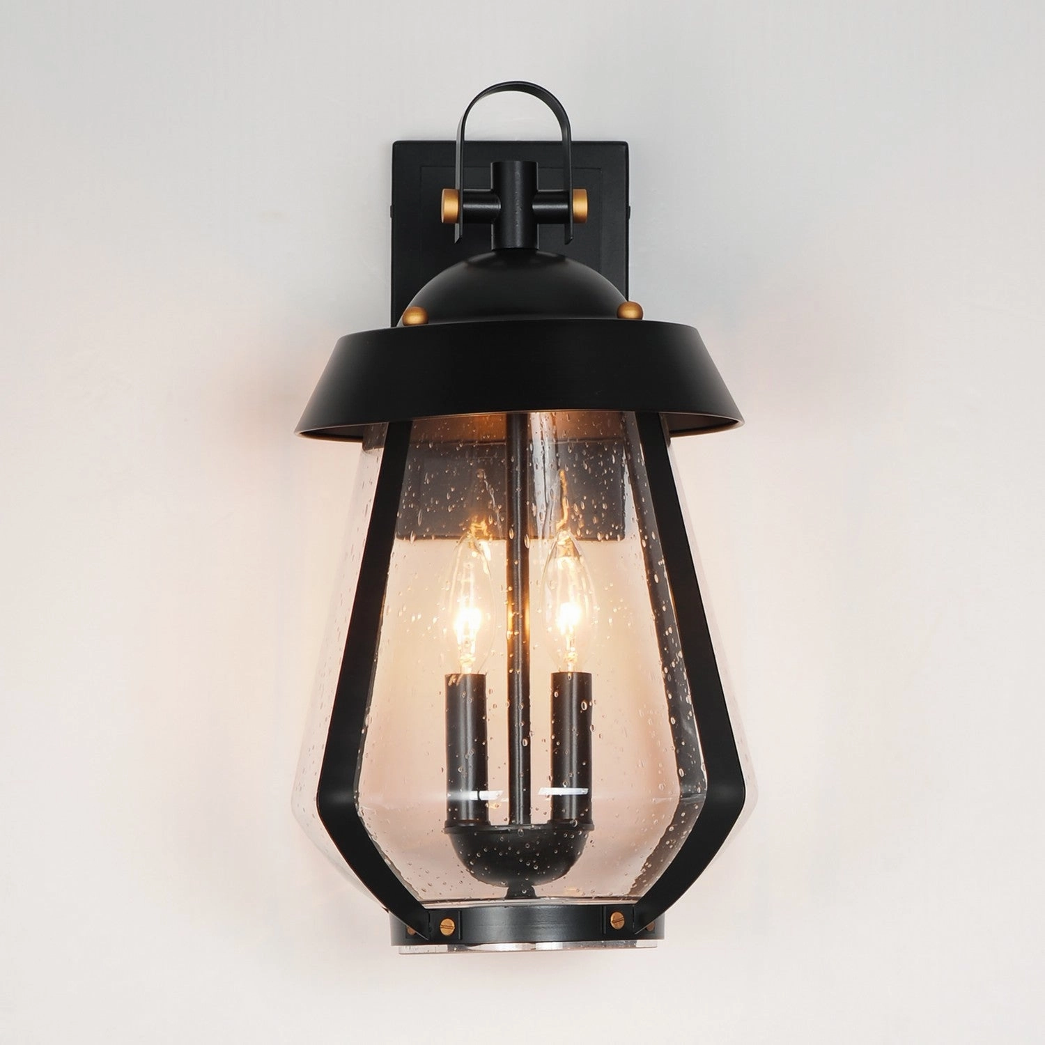 Mariner Two Light Outdoor Wall Sconce Black / Antique Brass