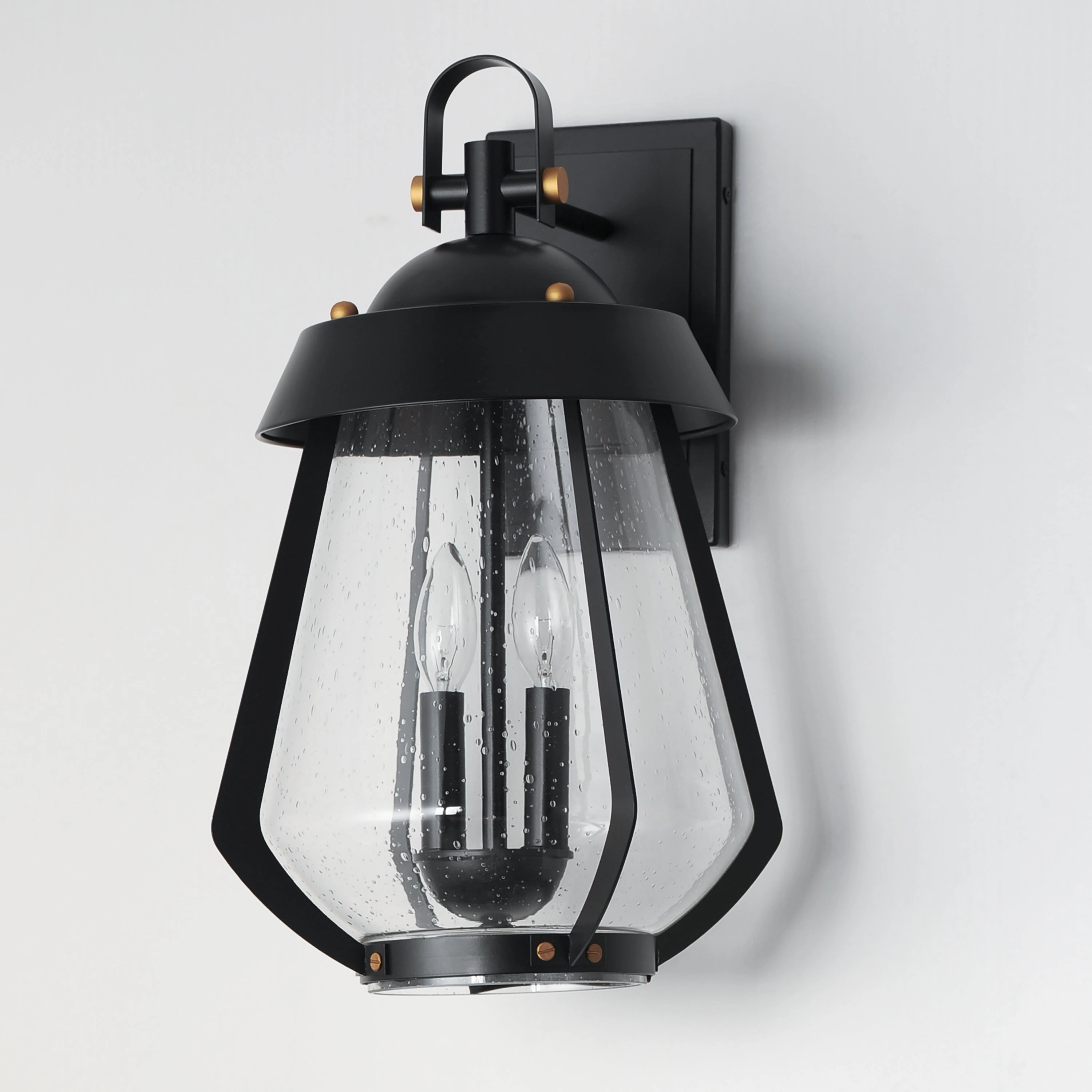 Mariner Two Light Outdoor Wall Sconce Black / Antique Brass