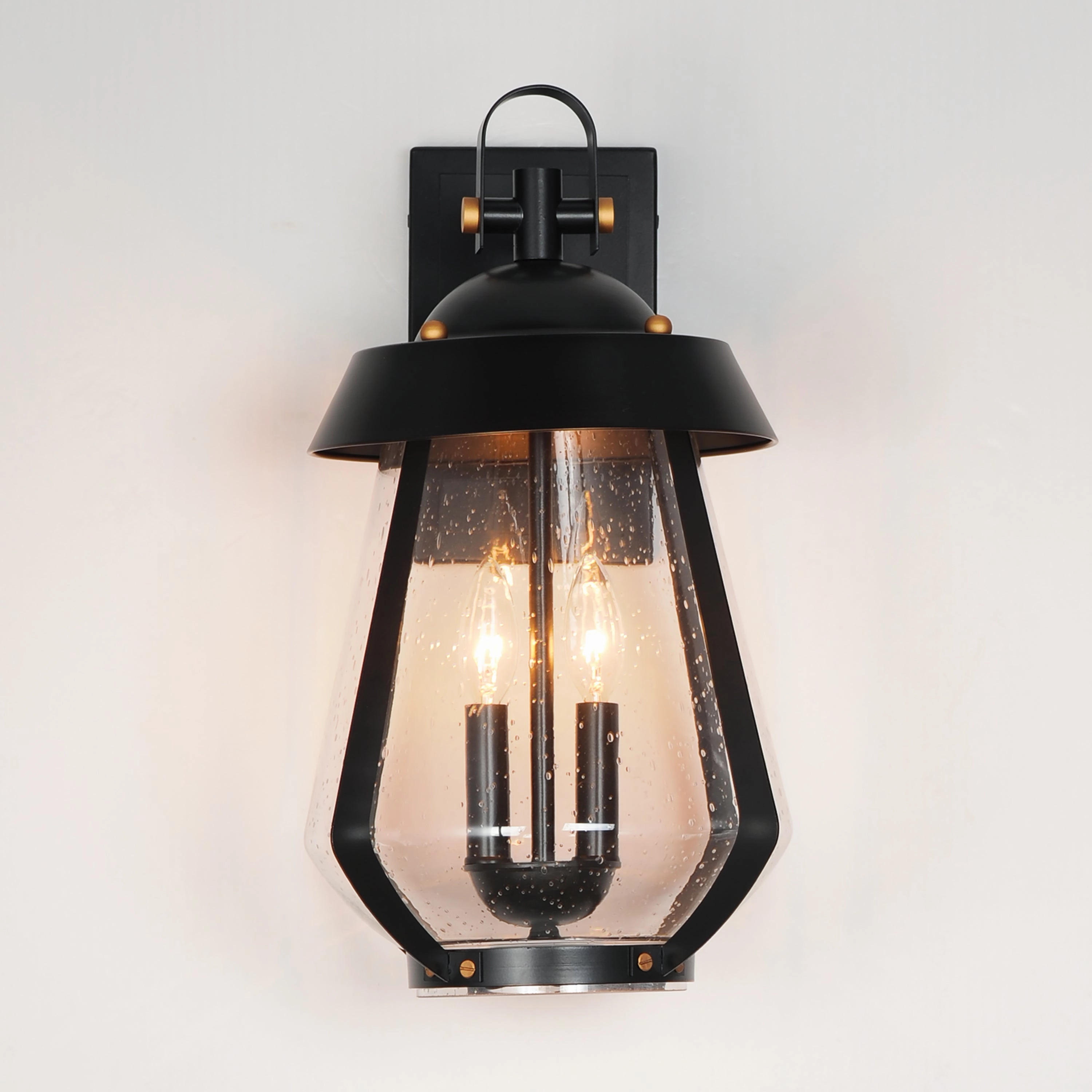 Mariner Two Light Outdoor Wall Sconce Black / Antique Brass
